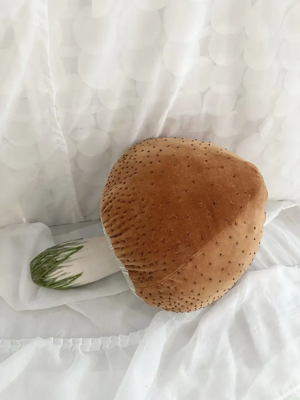 John Derian Target Mushroom Throw Pillow Brown Top Beaded Decor Whimsical Fairy